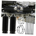 2-piece black ribbed inner tie rod boot kit with clamps and stainless retaining bands
