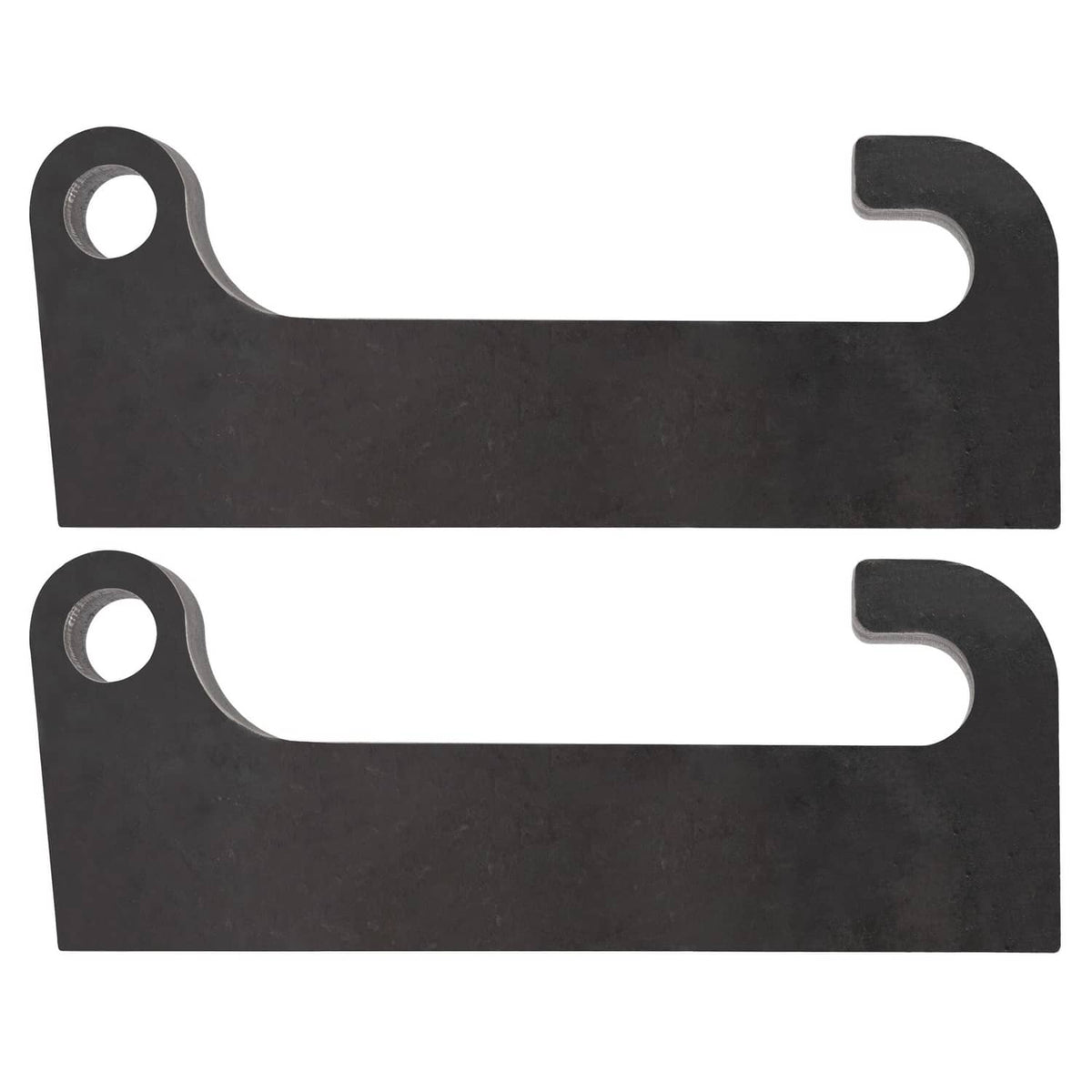 Steel quick-attach loader mounts, dark finish, two flat brackets with round mounting holes