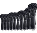 Black cable zip ties bundle with rectangular locking heads