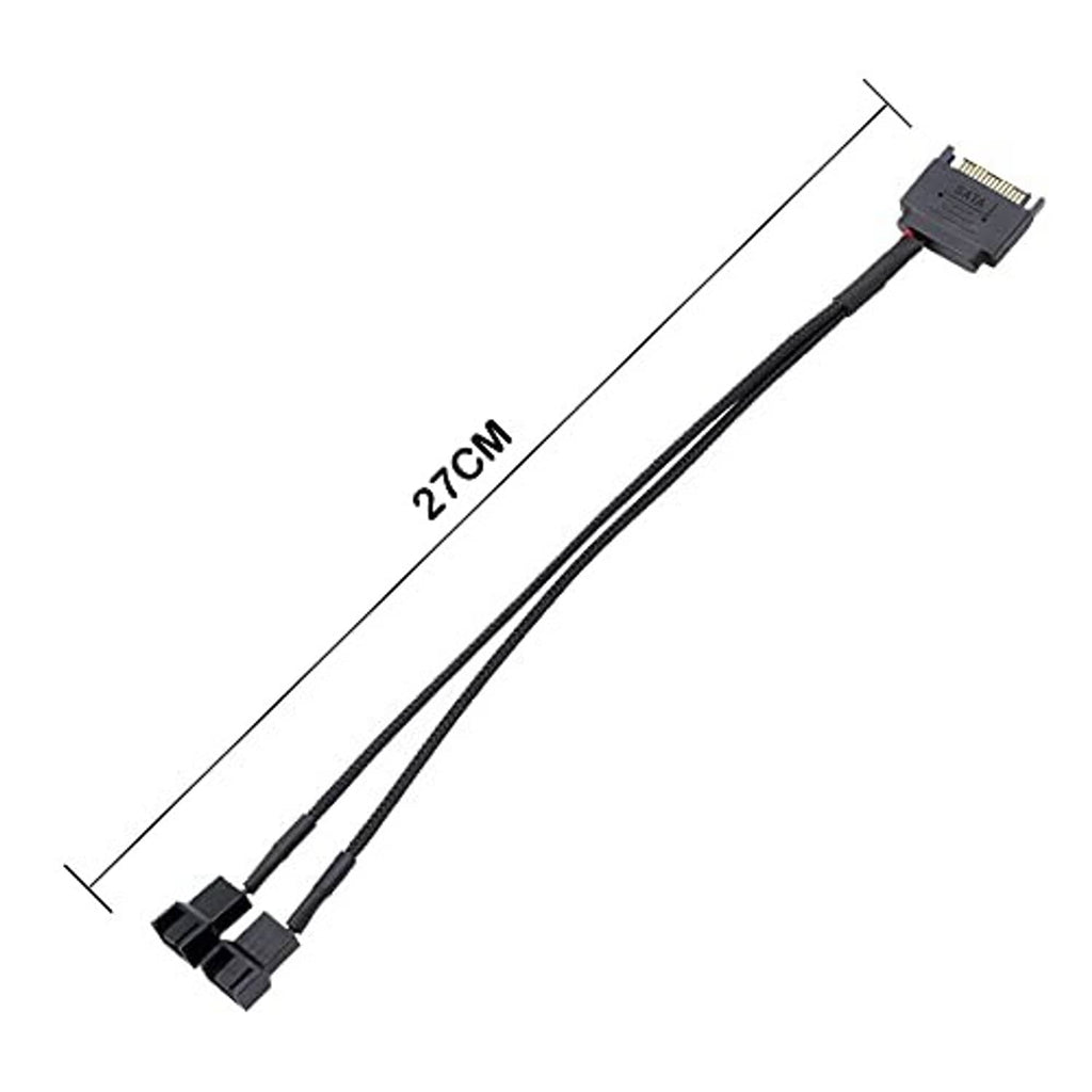 SATA fan adapter cable, braided black lead with 27cm length marking