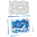 Irregular layered wavy frame cutting dies set, with matching small label die pieces
