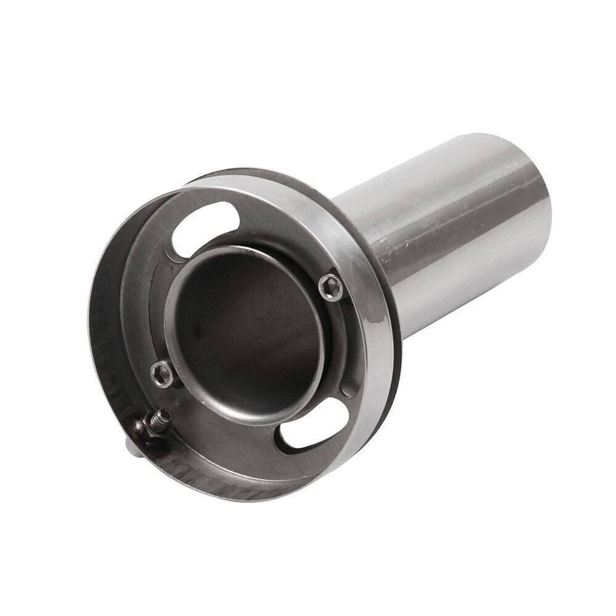 Stainless steel muffler insert with circular mounting flange and inner opening