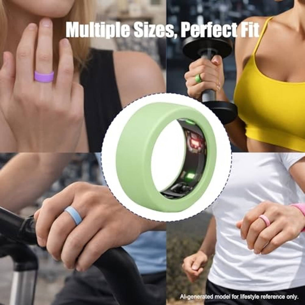 Light green silicone ring cover sleeve for a snug fit across multiple ring sizes