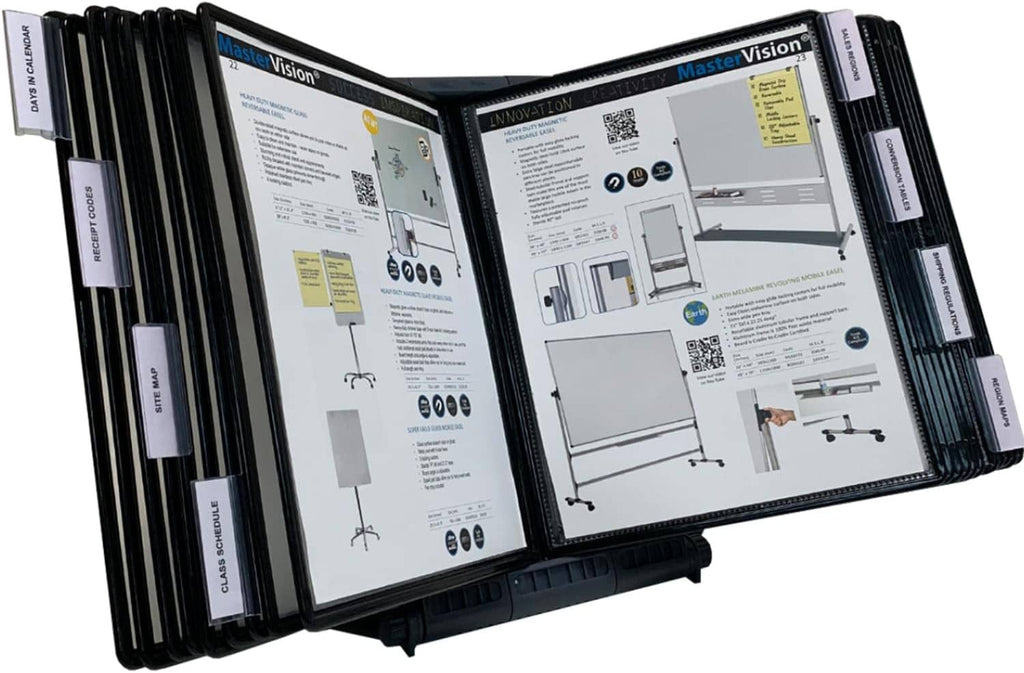Adjustaview 20-pocket desk reference organizer with easy-load pockets, open front view