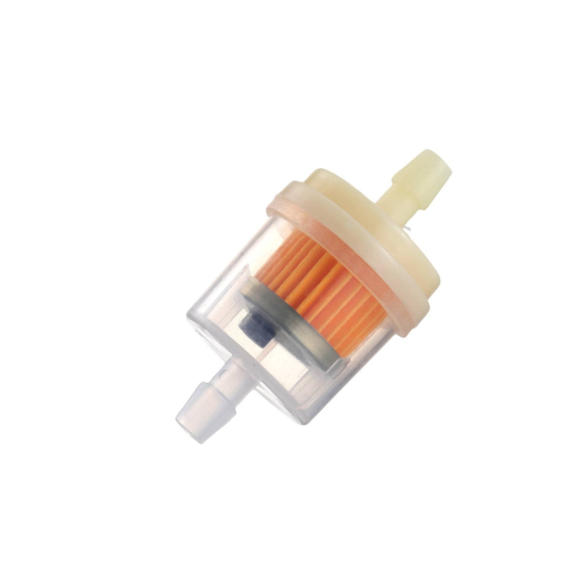 Inline fuel filter with orange element and translucent body