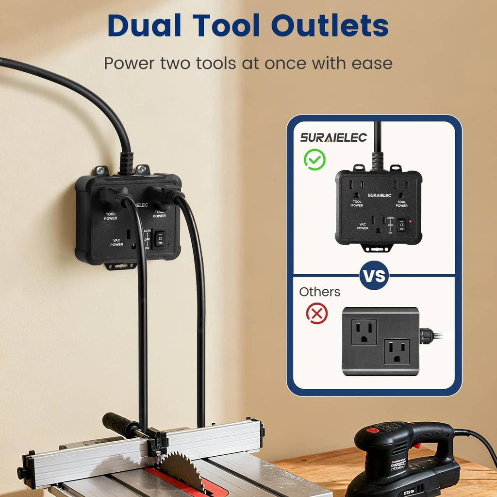 SURAIELEC vacuum switch with dual tool outlets for powering two tools
