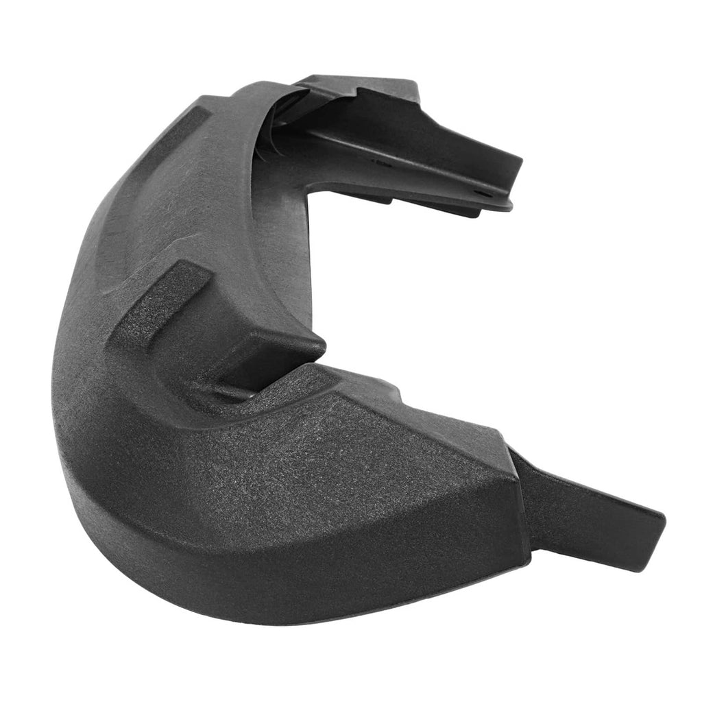 Black plastic hood pivot bracket with snap-style cutouts and mounting tabs