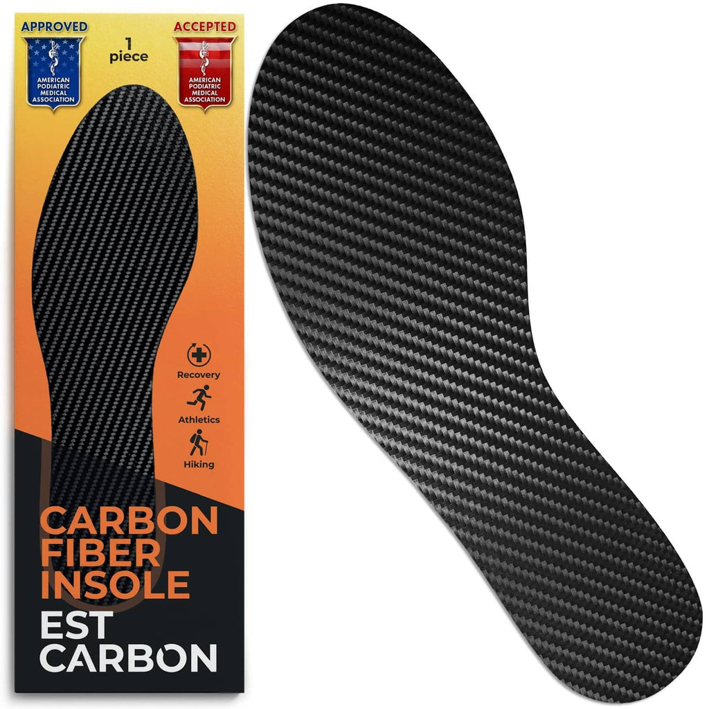 Carbon fiber athletic insole insert with textured dark gray surface