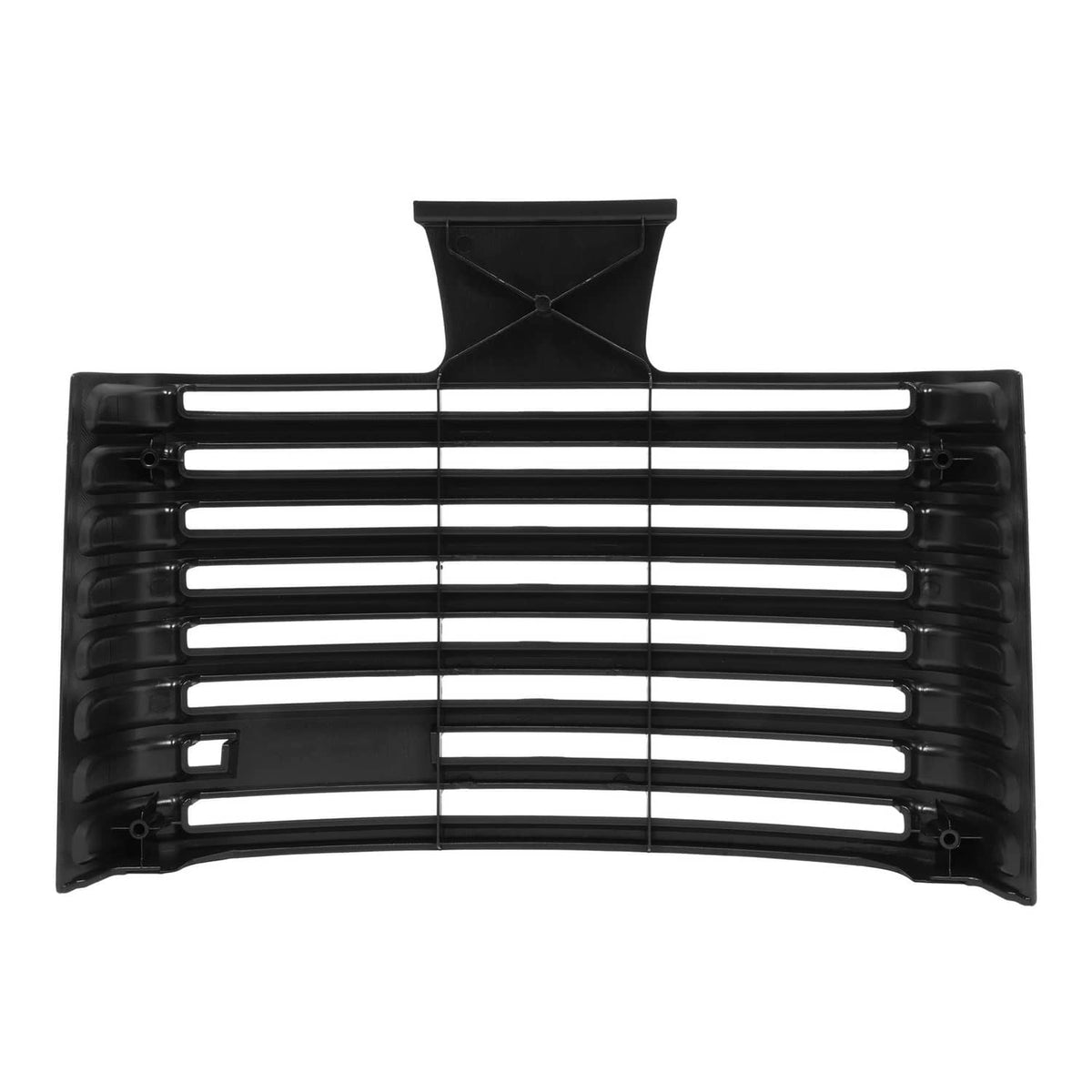 Front grille rear view with horizontal bars and central bracket, black plastic