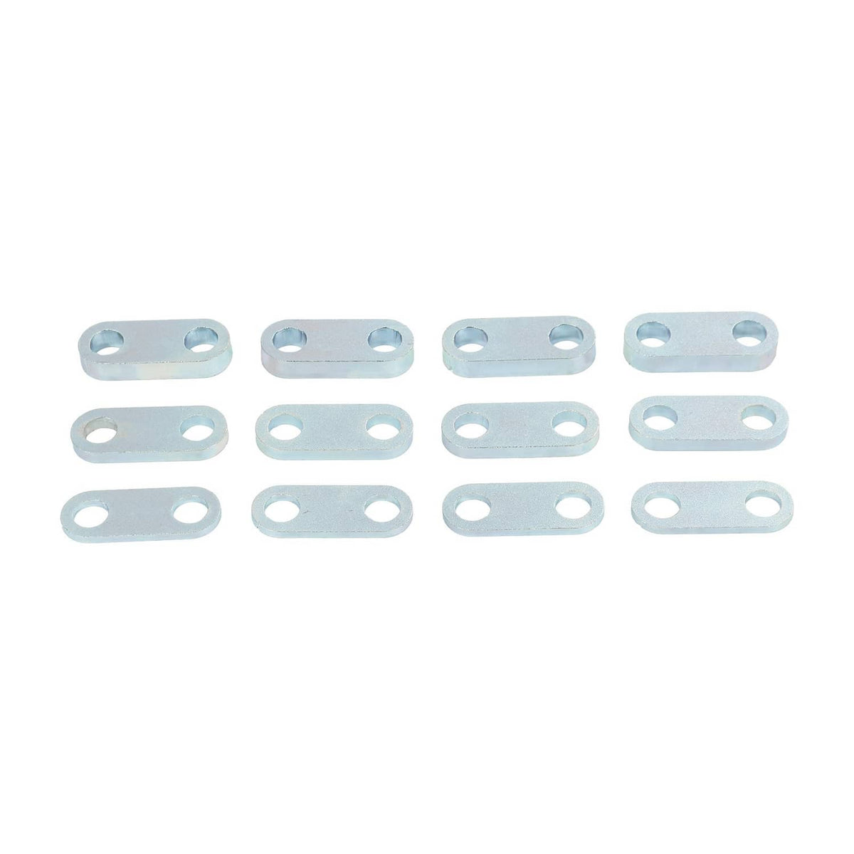 Metal mounting spacers with elongated holes, set of assorted flat pieces