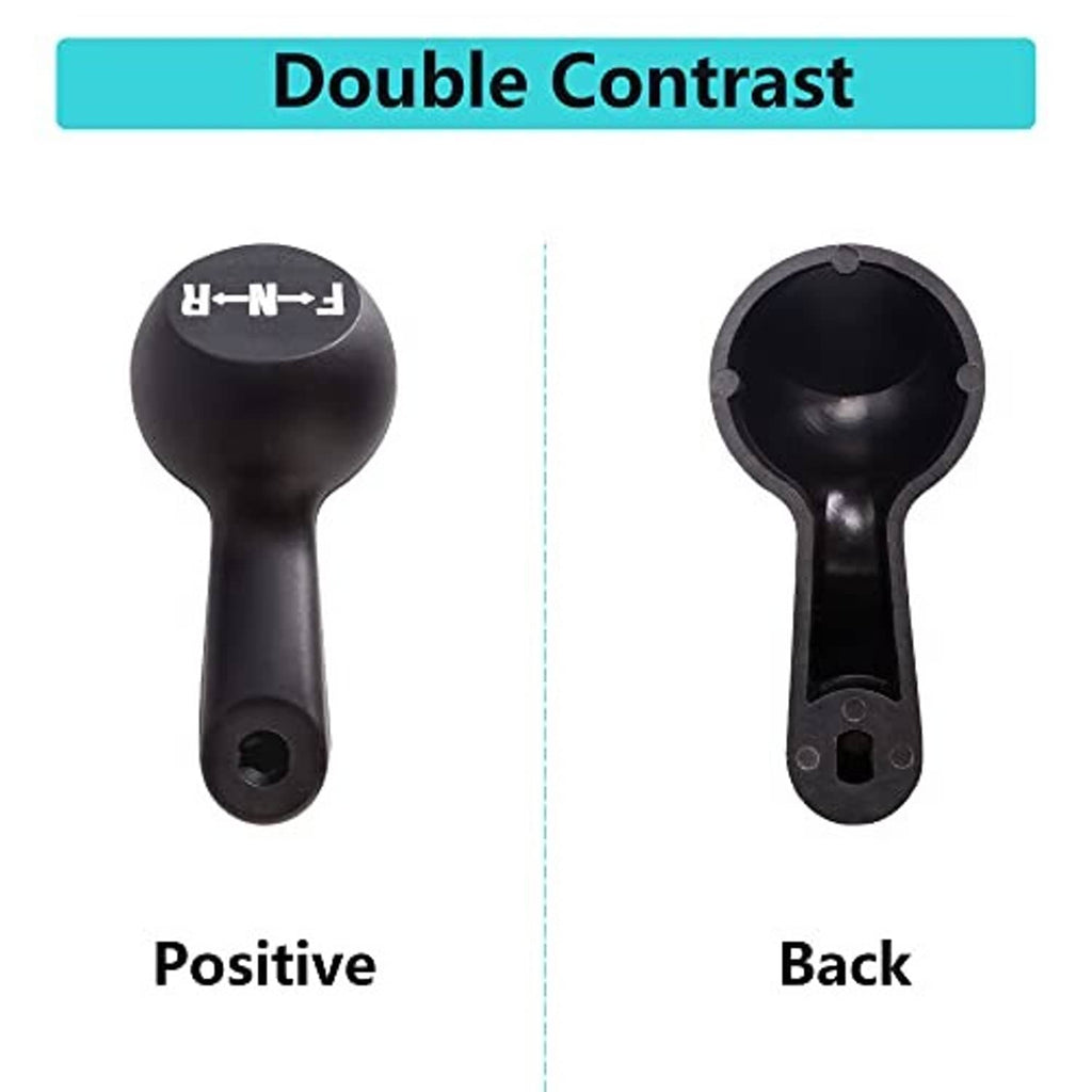 Black shifter handle shown in positive and back views