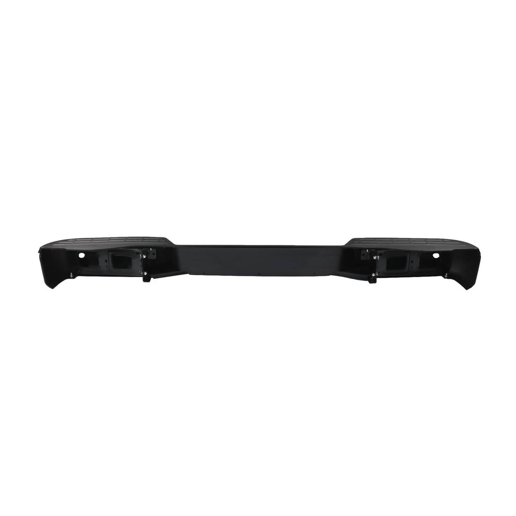 Black rear step bumper cover, front-facing profile with built-in bracket points