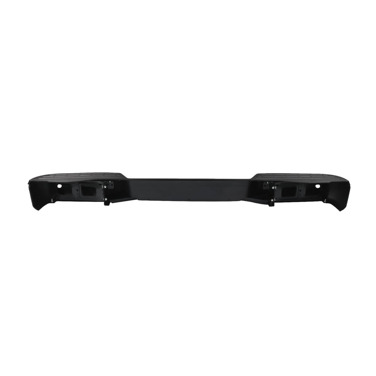 Black rear step bumper cover, front-facing profile with built-in bracket points