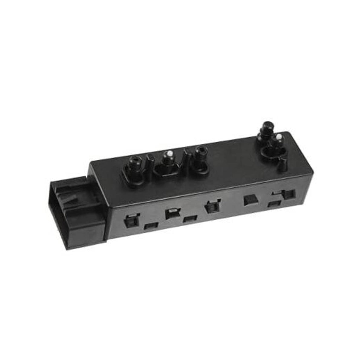 Black power seat switch control module side angle with openings and control button caps