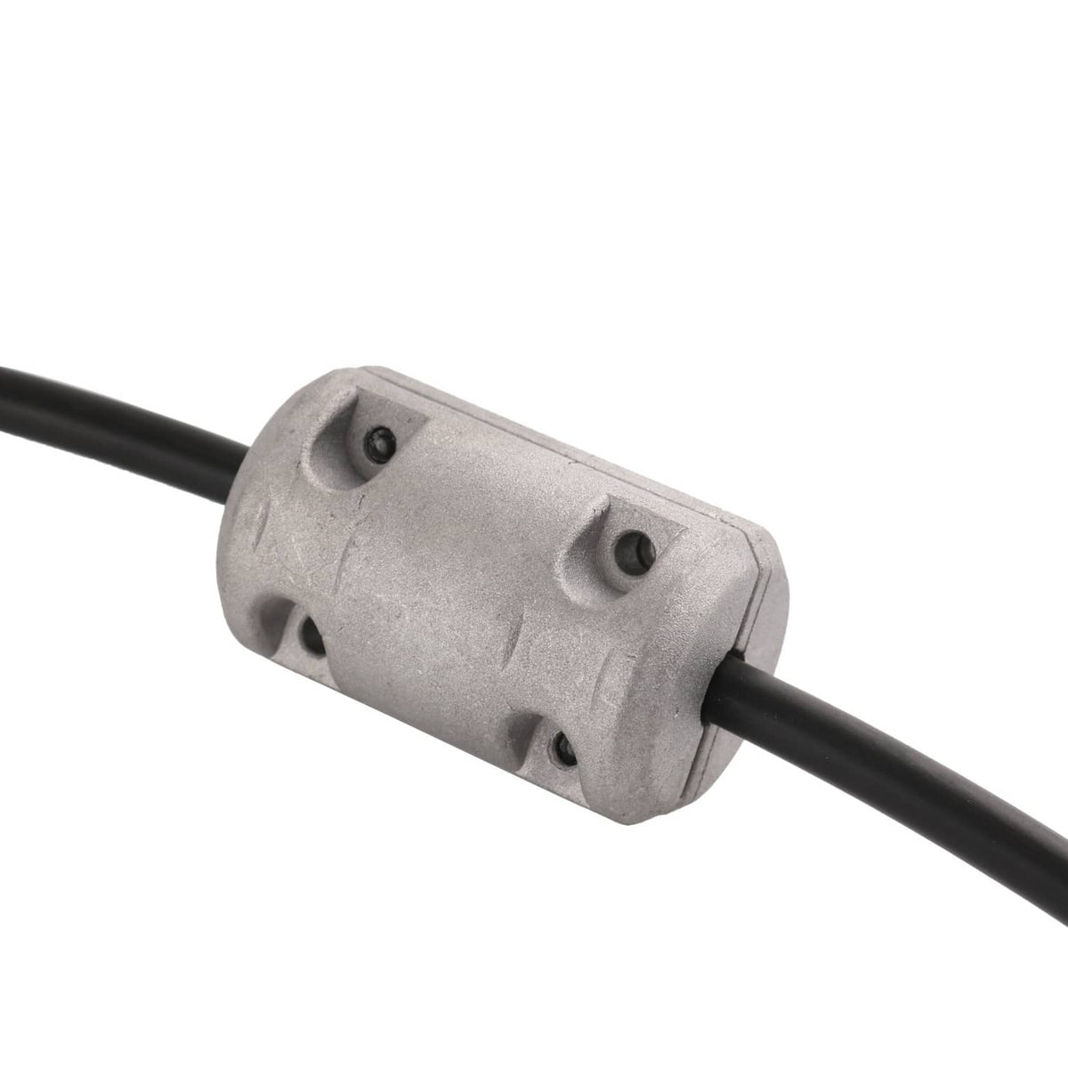 Automatic transmission shift cable connector block with mounting holes on black cable