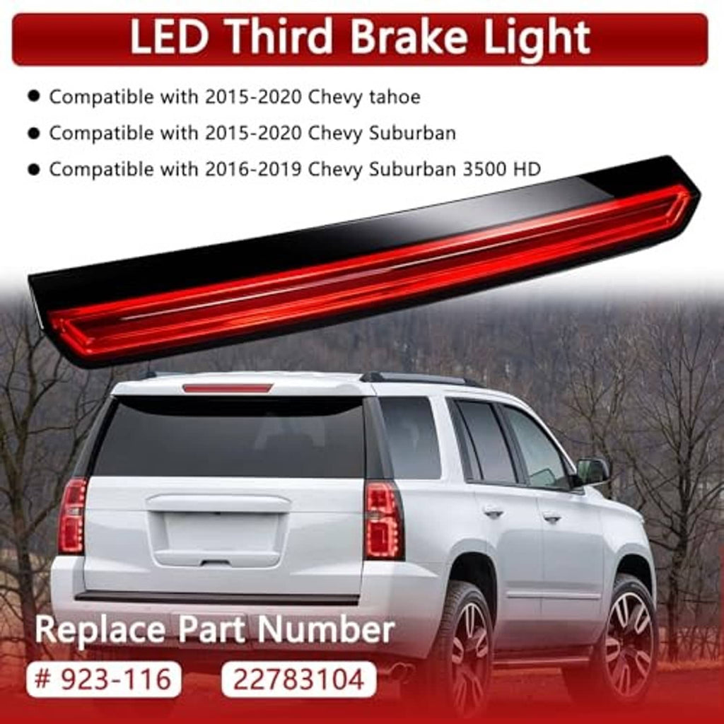 Slim third brake light LED strip with red glow and black outer casing