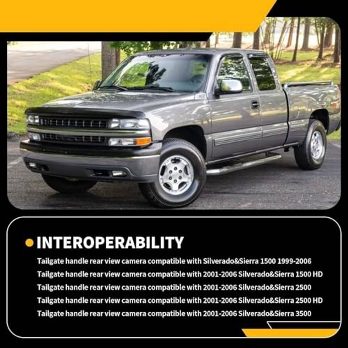 Silver pickup truck with rear tailgate handle camera installed