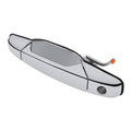 Chrome exterior door handle with orange keyhole light, front driver side
