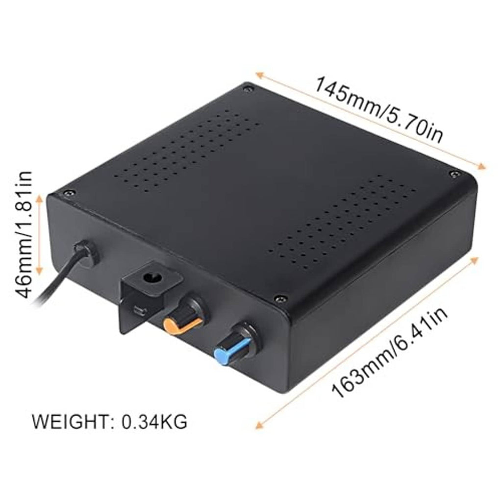Black LED strobe light rear panel with mounting ports and speaker grille