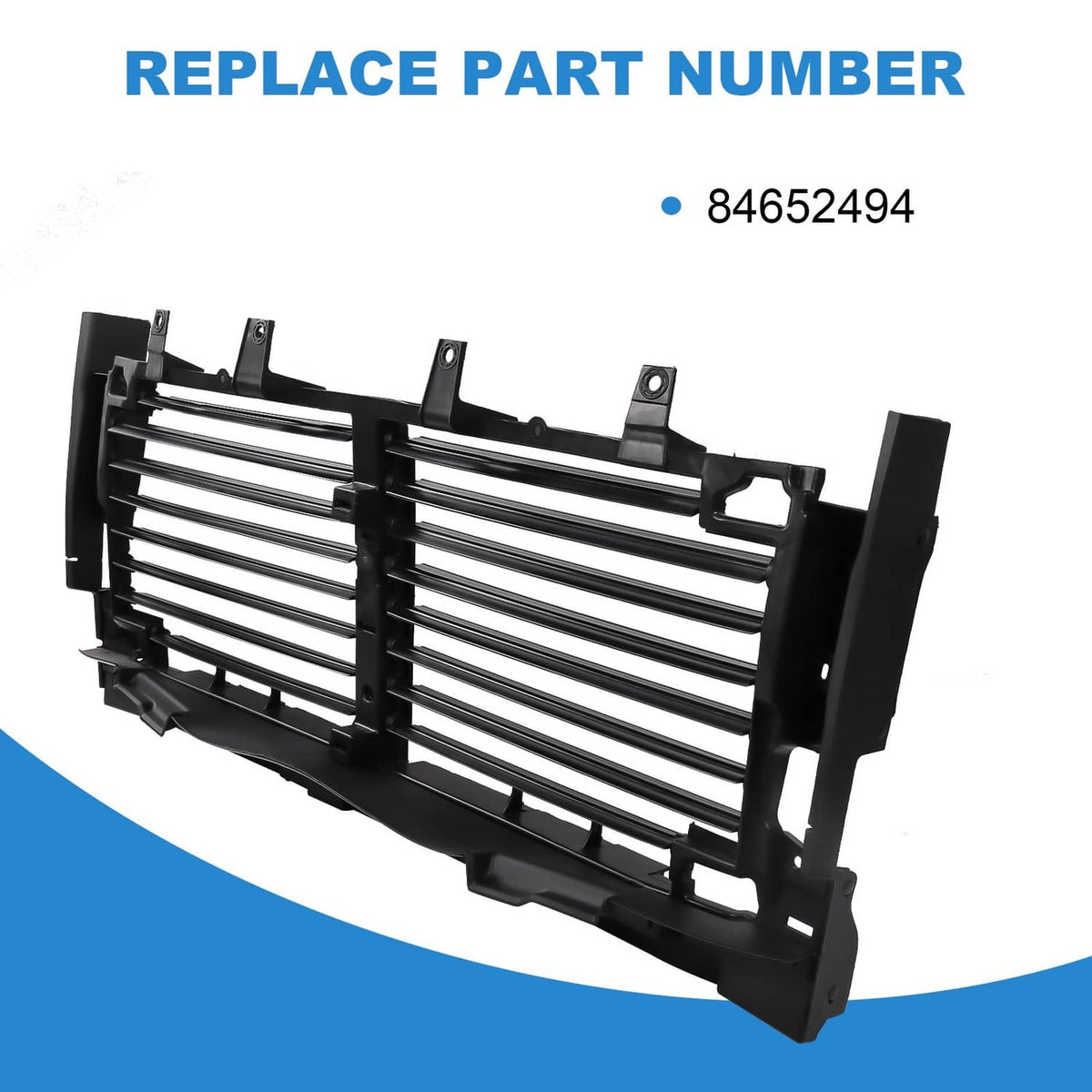 Black grille shutter with horizontal louvers and side mounting tabs