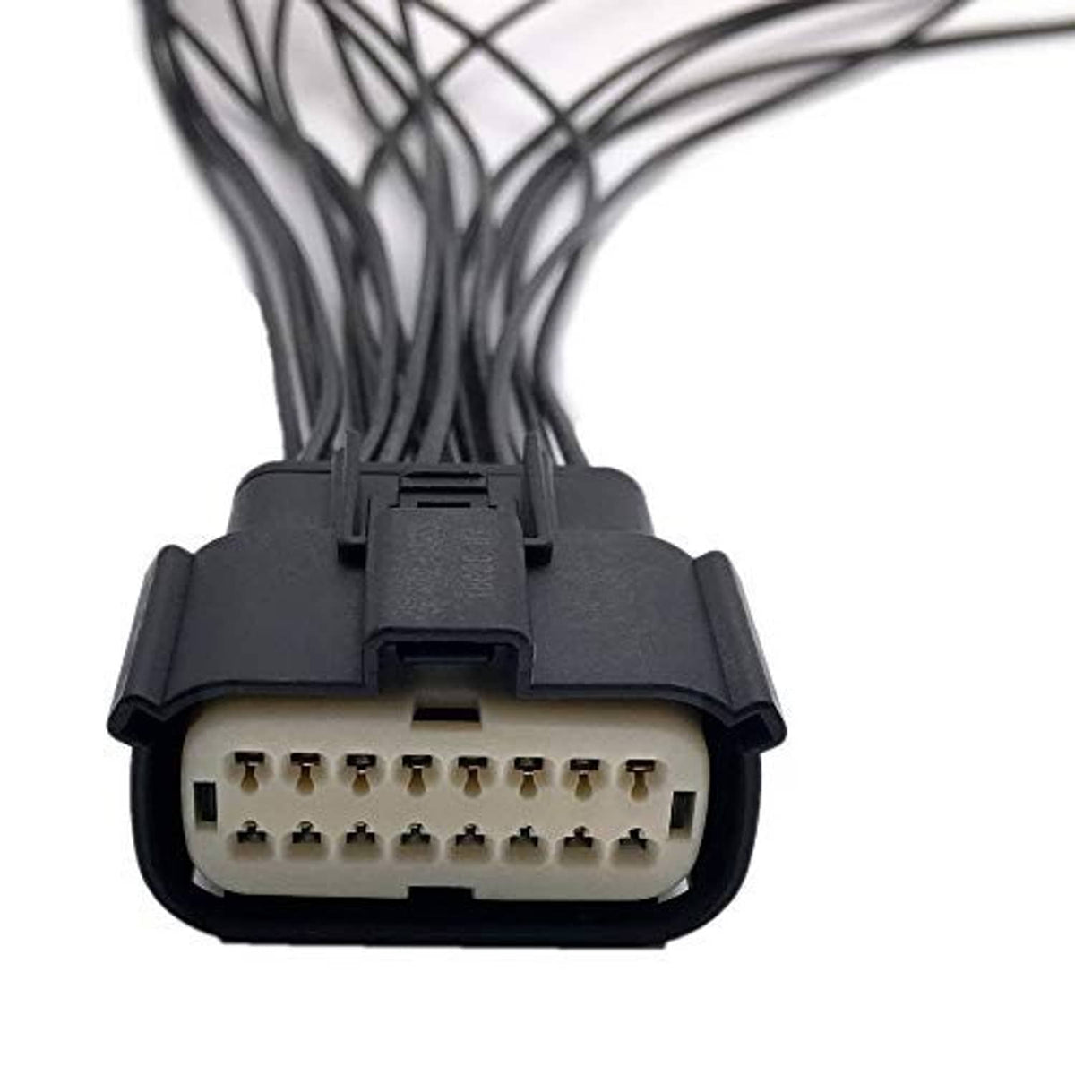 Headlight connector pigtail plug, black multi-pin socket with attached wire leads
