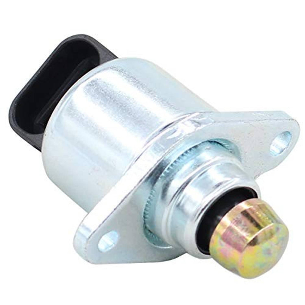 IAC valve with silver bracket and rainbow-tinted screw cap, black connector opening