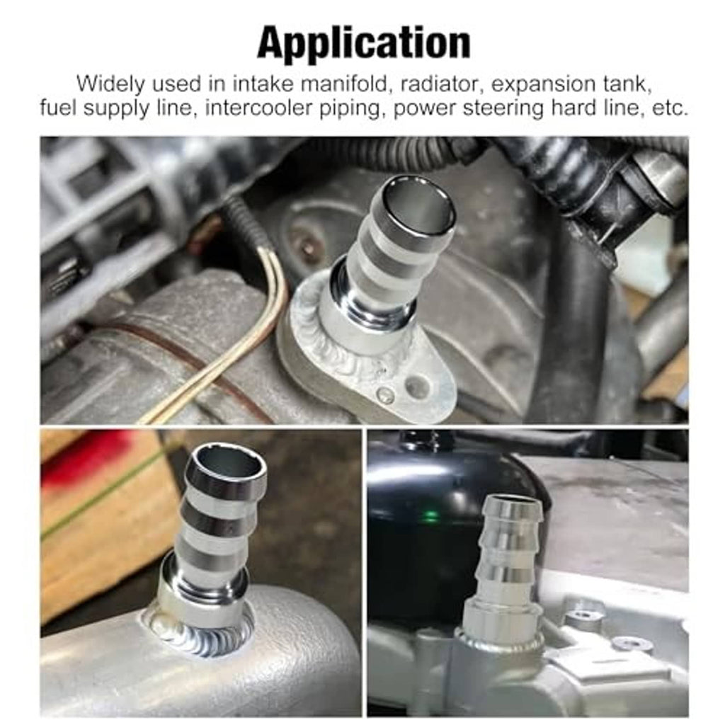 Metal hose barb tail nipple adapter installed on a vehicle fluid port