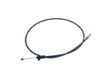 Hood latch release cable with dark looped wire and metal end clip