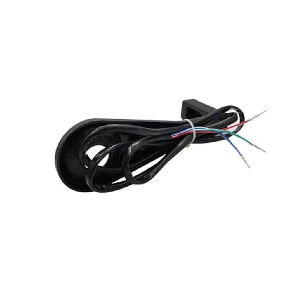 Black wire harness with connector housing and loose lead wires for installation