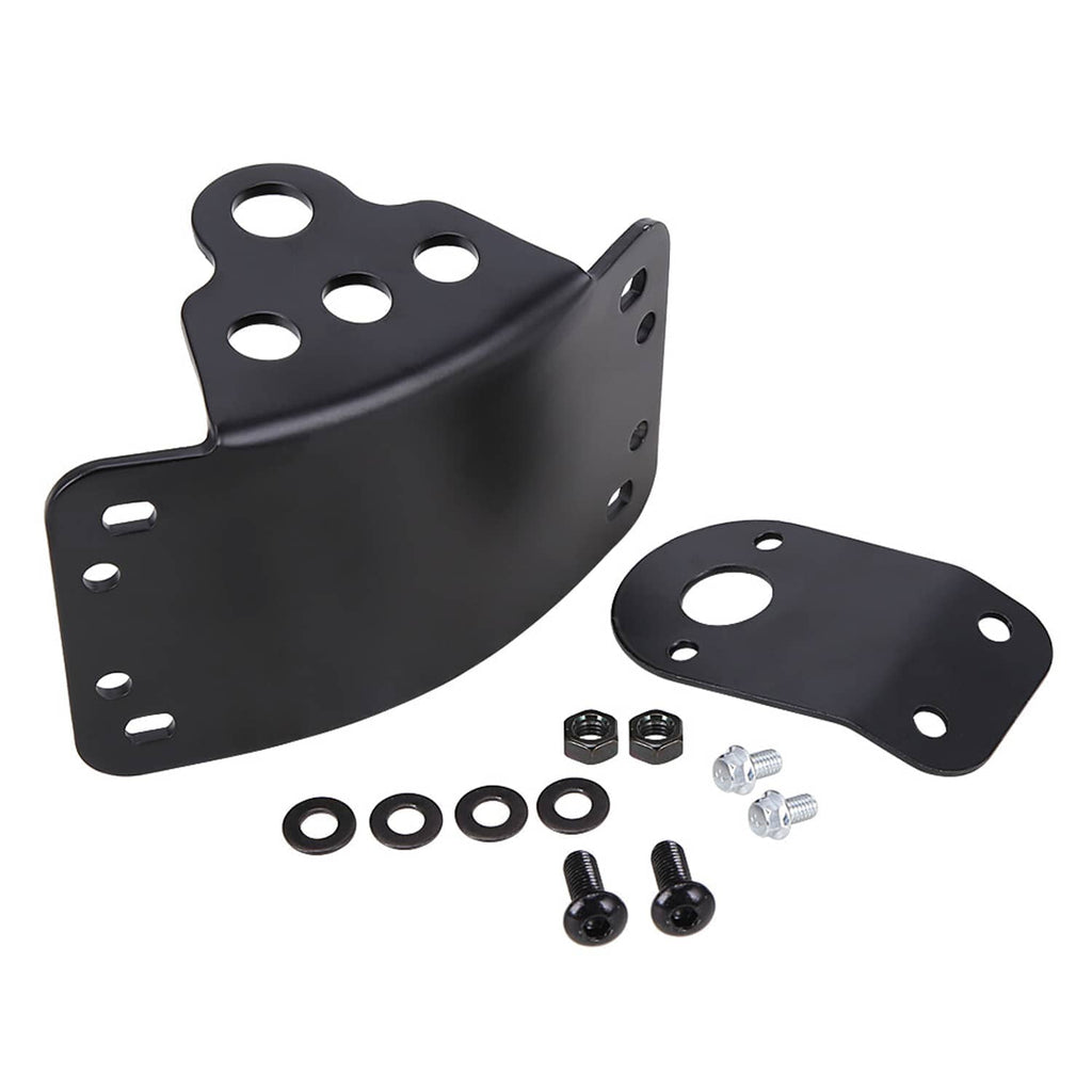Motorcycle license plate holder bracket set, black plates with screws, nuts and washers