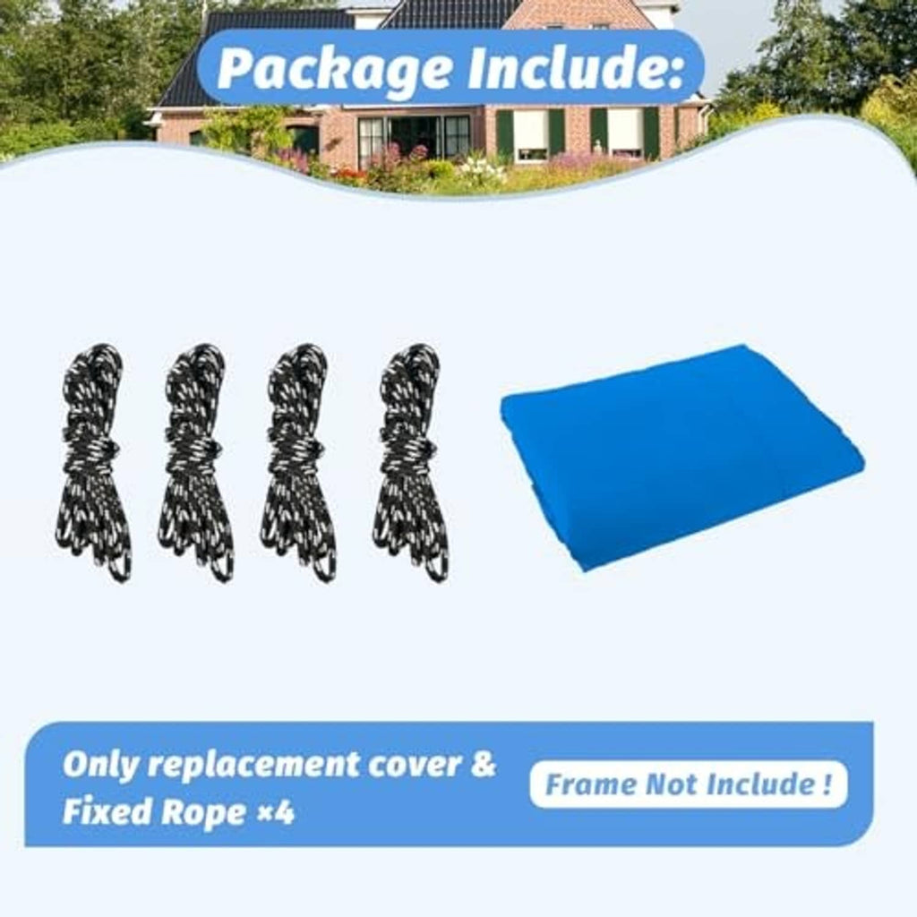 Blue canopy replacement fabric panel with sample colors on an included graphic