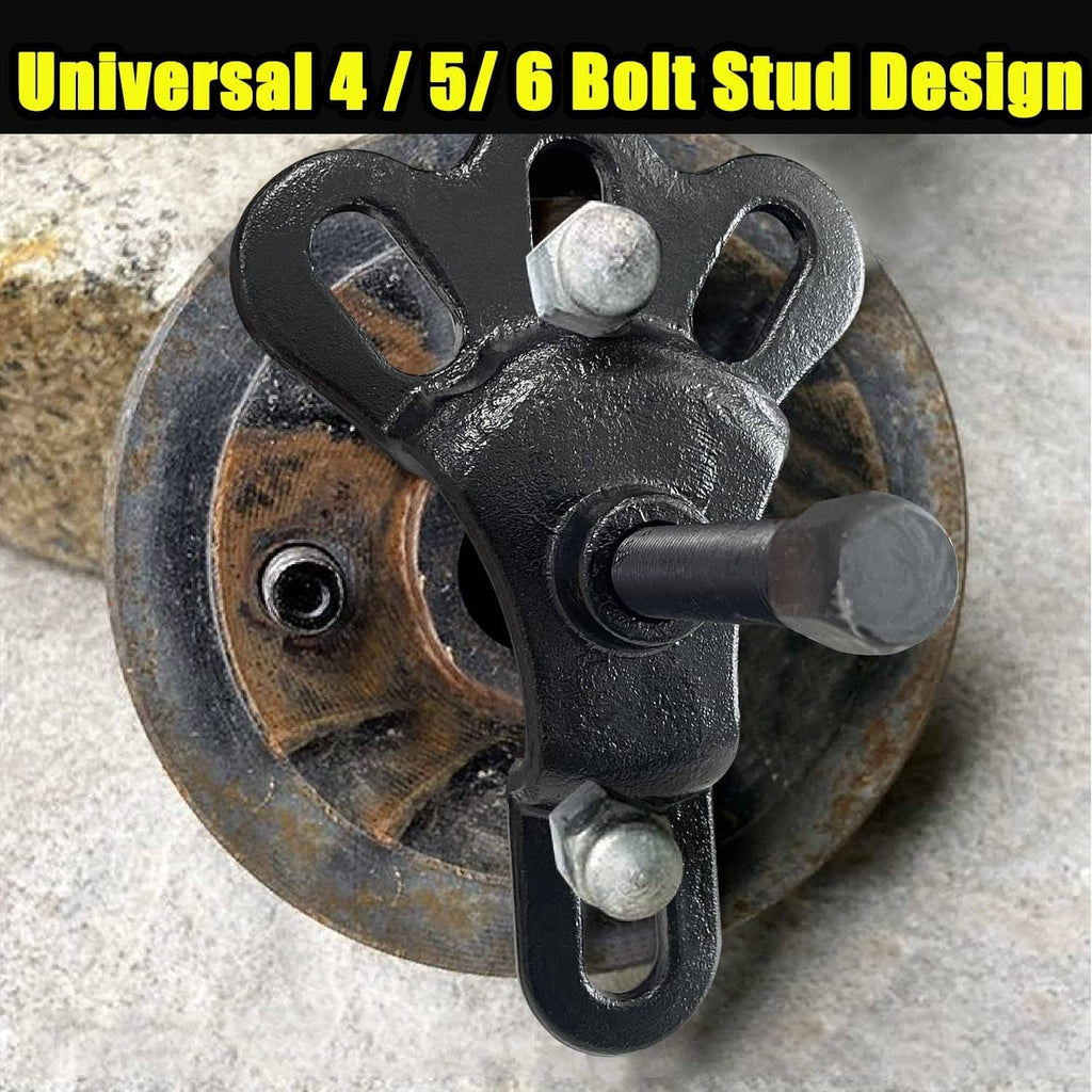 Universal hub puller fork tool with center stud and multi-bolt mounting design