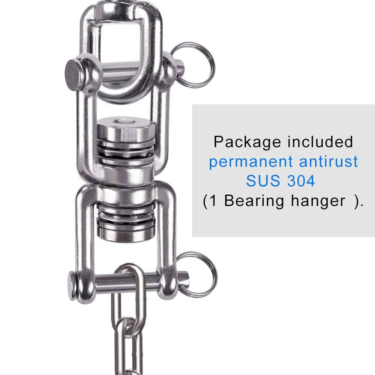 Stainless steel hammock swing hanger with removable bearing hook