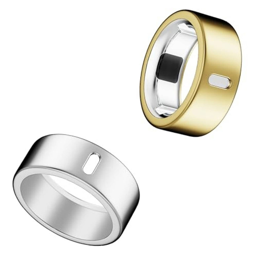Ring charging cover set, gold-tone and silver-tone shells with side charging cutout