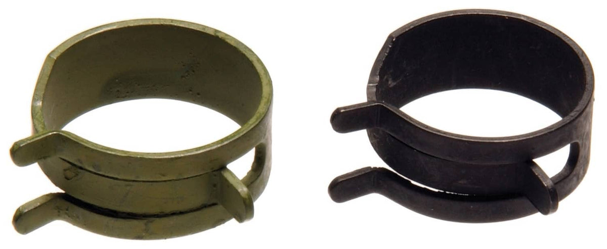 7/8-inch spring action hose clamps, gray and black, set of 12