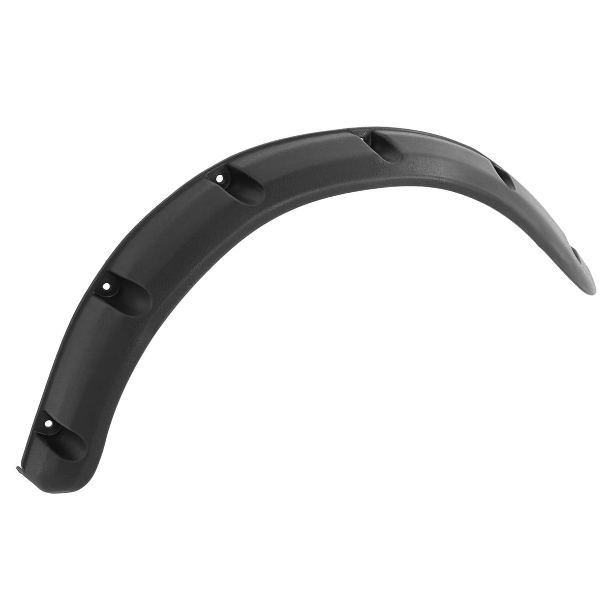 Black curved golf cart fender flare with molded tabs and mounting holes