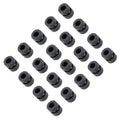 Black anti-vibration mounting balls, 20-pack, cylindrical standoffs with center holes