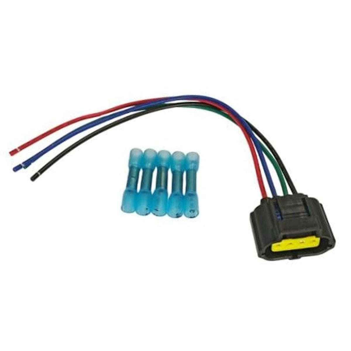 4-way TPS wiring harness connector pigtail kit with black plug and multicolor wires
