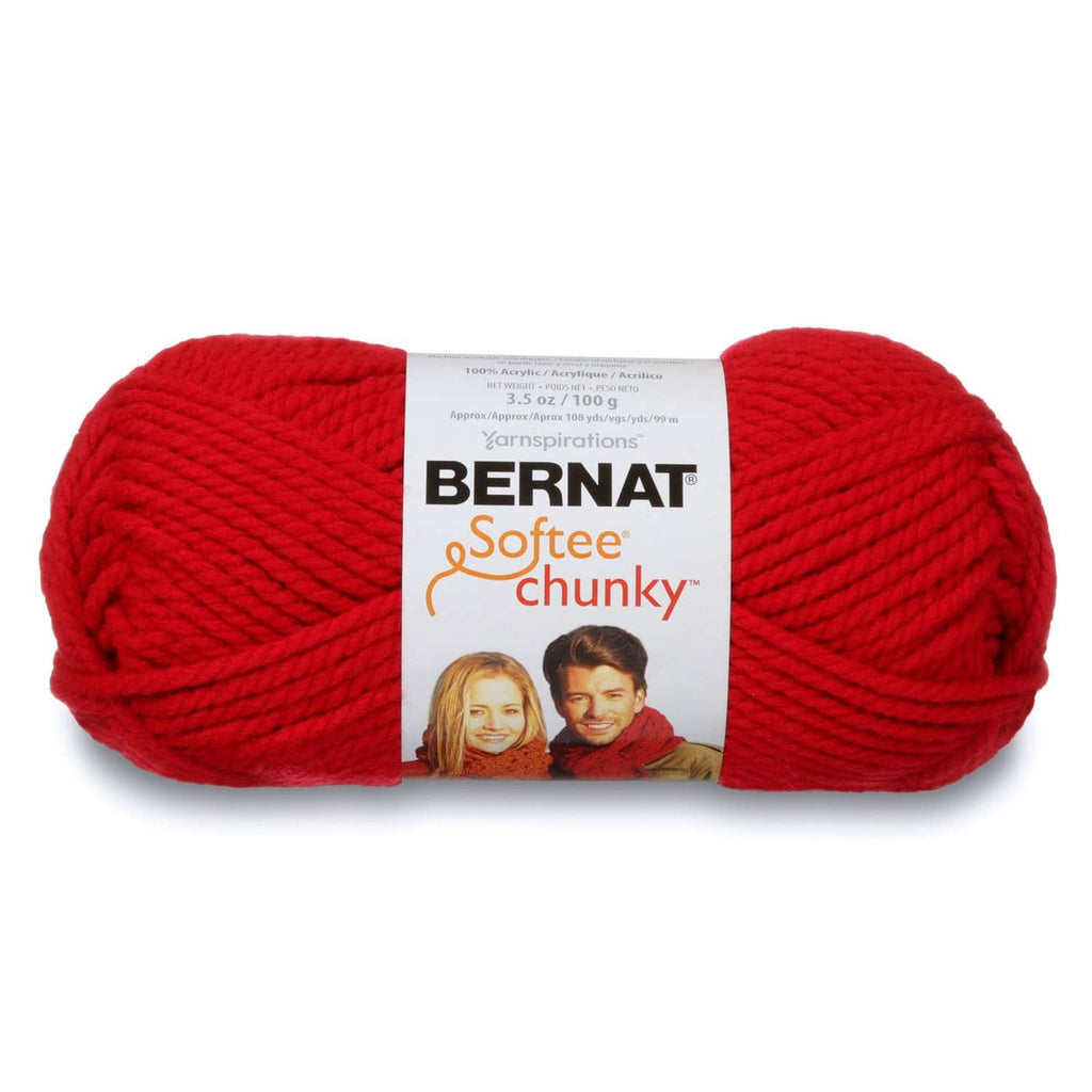 Berry red chunky yarn skein with band label, 100 g for knitting and crochet
