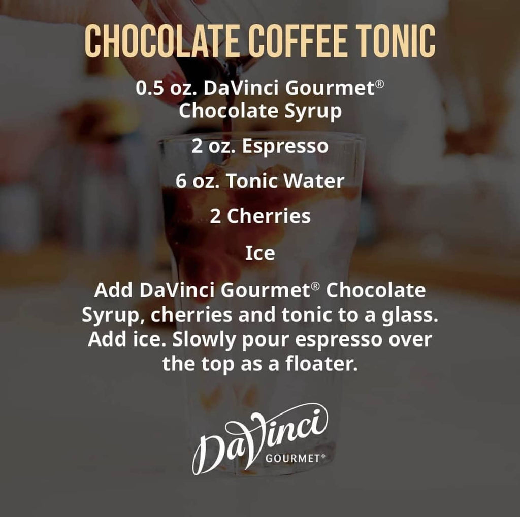 DaVinci Gourmet chocolate coffee tonic recipe graphic for chocolate syrup