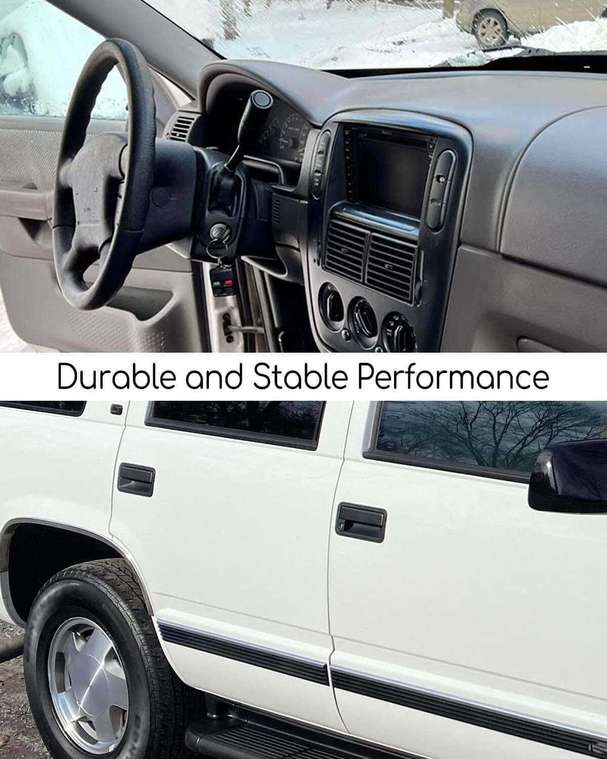 Vehicle door area with installed lock components near the dashboard and handle