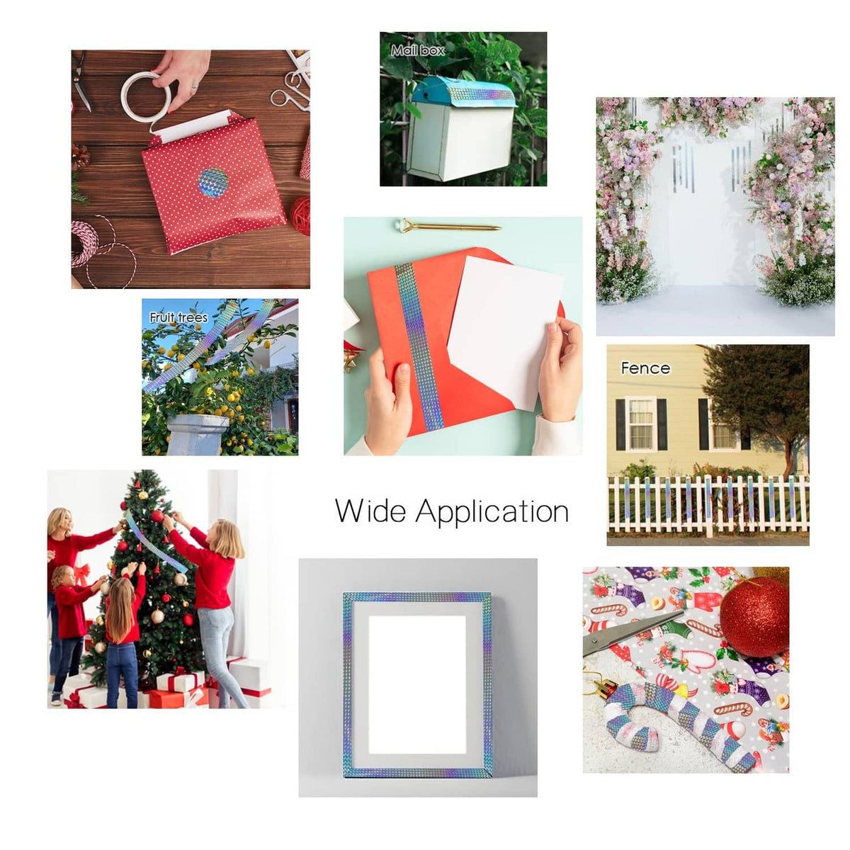 Holographic reflective self-adhesive tape used on crafts, signage frames, and decor