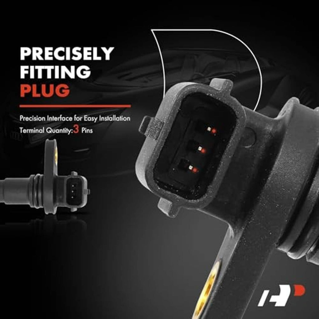 Camshaft position sensor promotional graphic showing 3-pin plug connector