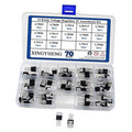 Voltage regulator IC assortment kit in clear organizer case with labeled compartments
