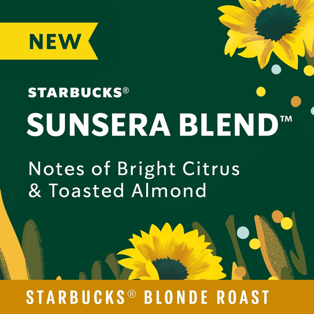 Starbucks Sunsera Blend capsule box front with sunflower accents, green and yellow design
