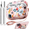 Inesore AirPods case with pink berry floral pattern and rose-gold clear bumper