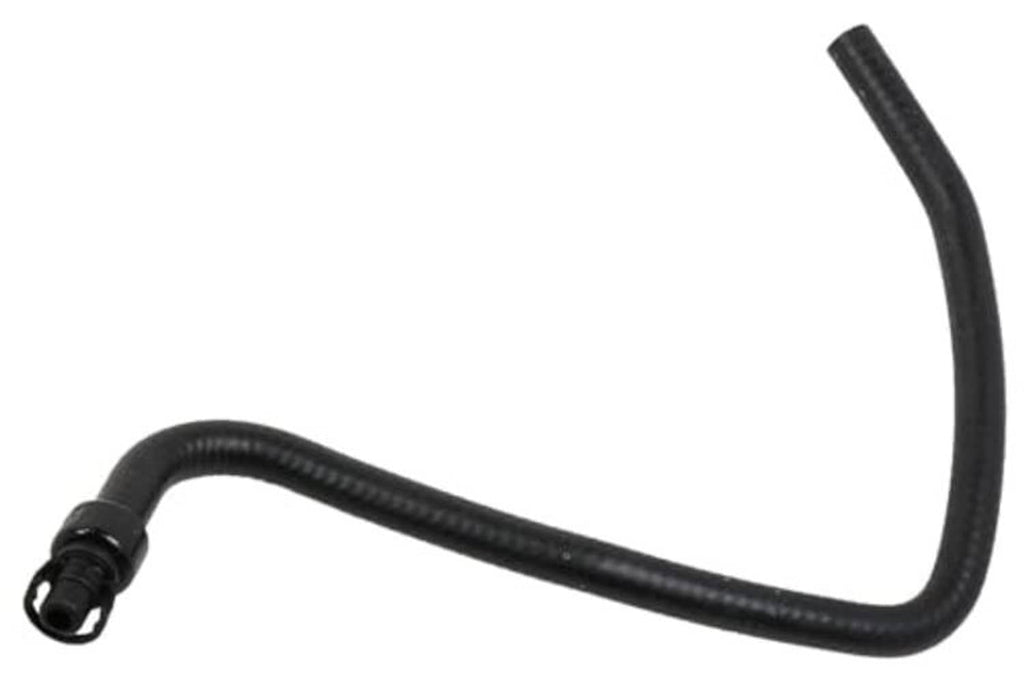 Engine coolant hose, black rubber with molded end fitting, long curved shape