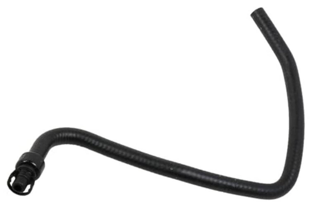 Engine coolant hose, black rubber with molded end fitting, long curved shape
