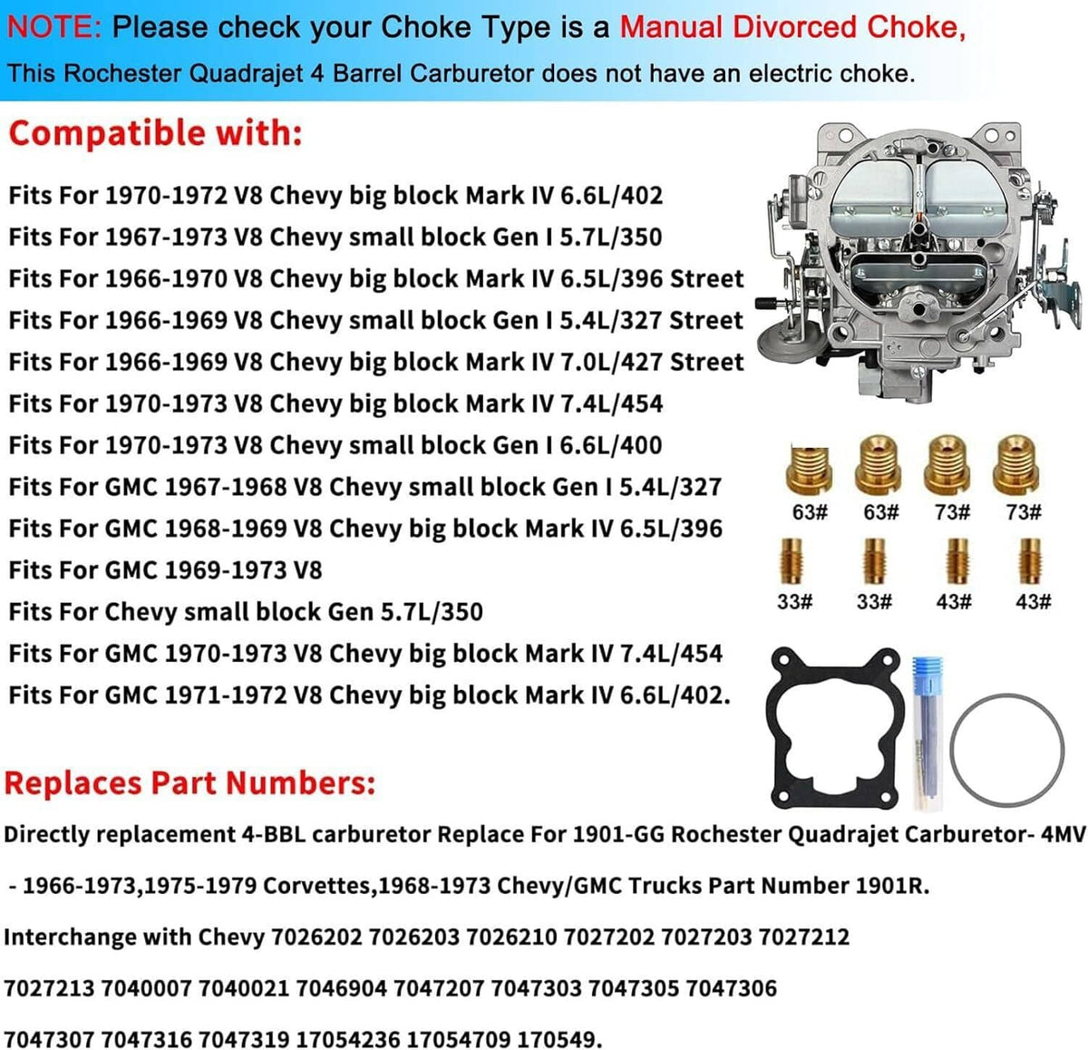 Rochester Quadrajet 4-barrel carburetor with included cover and gasket