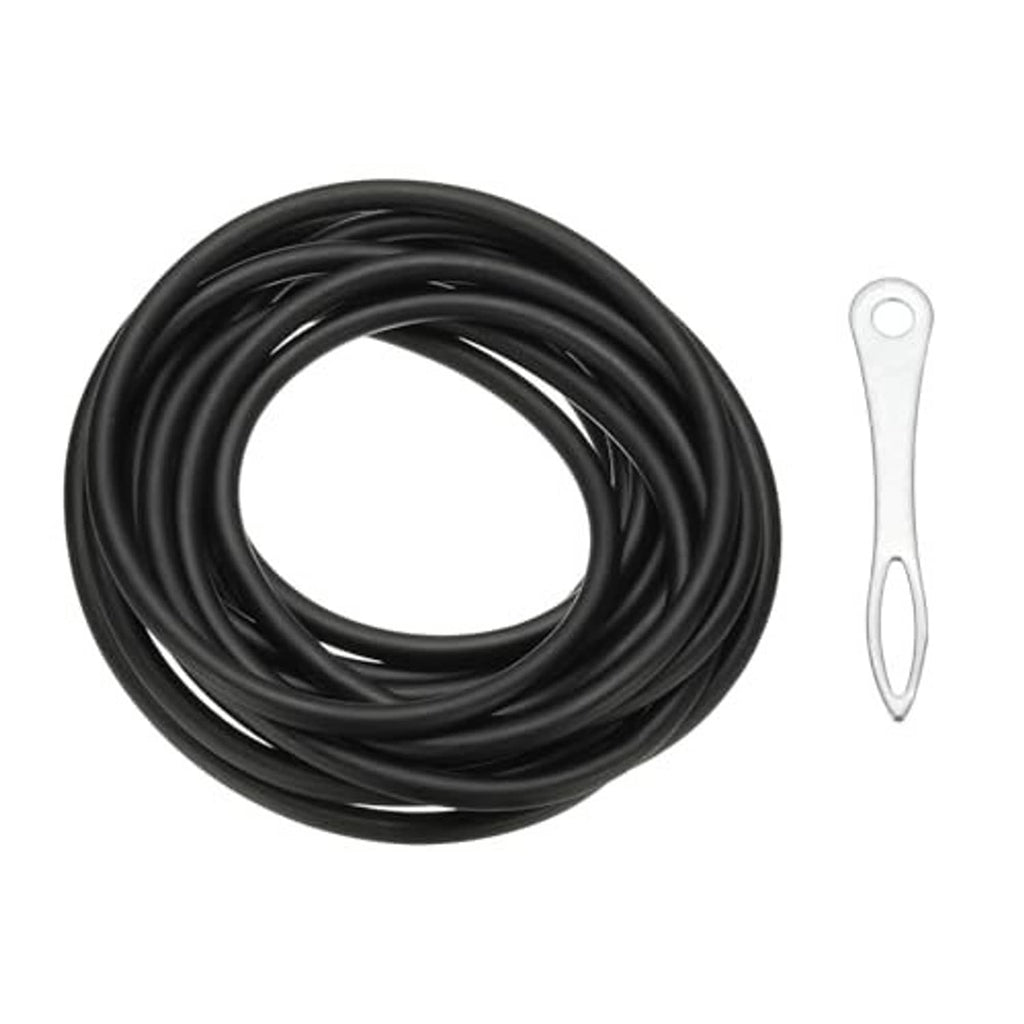 Black rubber tubing coil with silver loop connector accessory